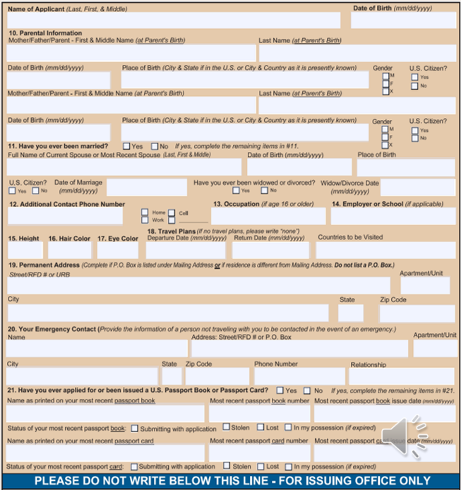 DS-11 passport application page 2