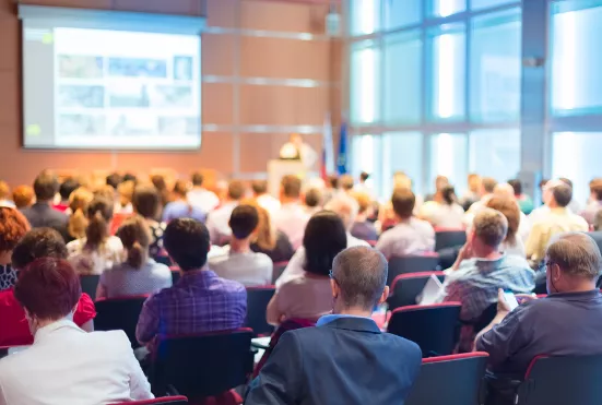 Group of people attending a pressentation.